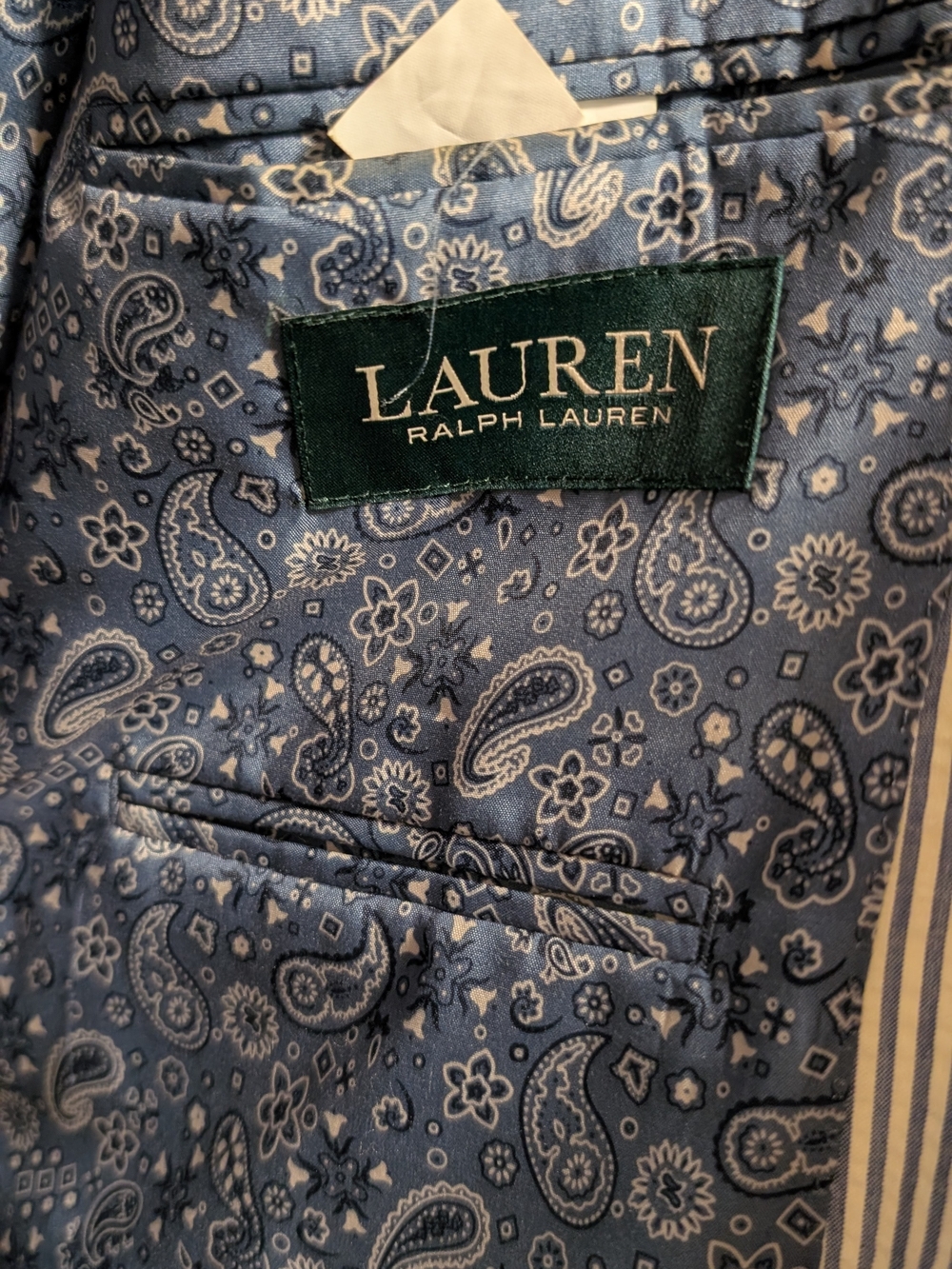Ralph Lauren Cream and Navy Pinstripe Seersucker Sport Coat - Picture 2 of 2